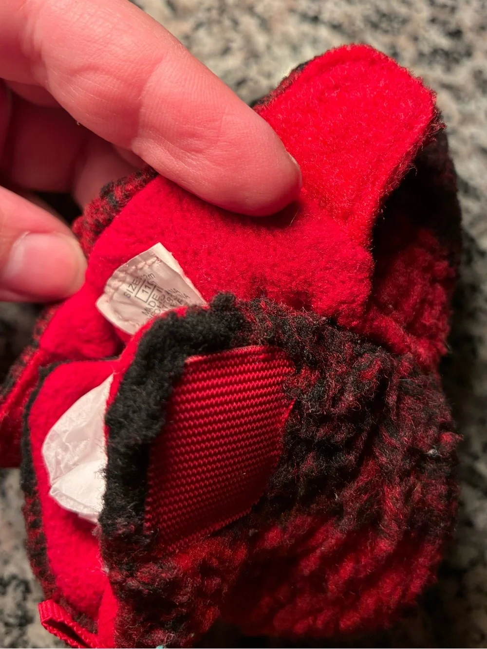 Old Navy Sherpa Red & Black Plaid 6-12 months infant shoe